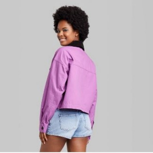 Wild Fable Jean Jacket Lavender with Black Collar XS and 2X - NWT - Picture 3 of 3